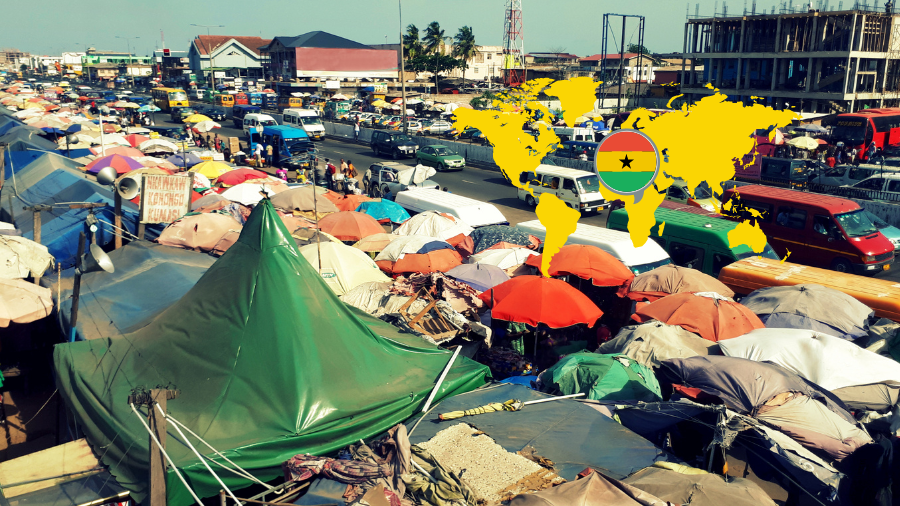 4. An expansive view of Ghana's informal urban settlements, underscoring the complexities of taxation within informal economies